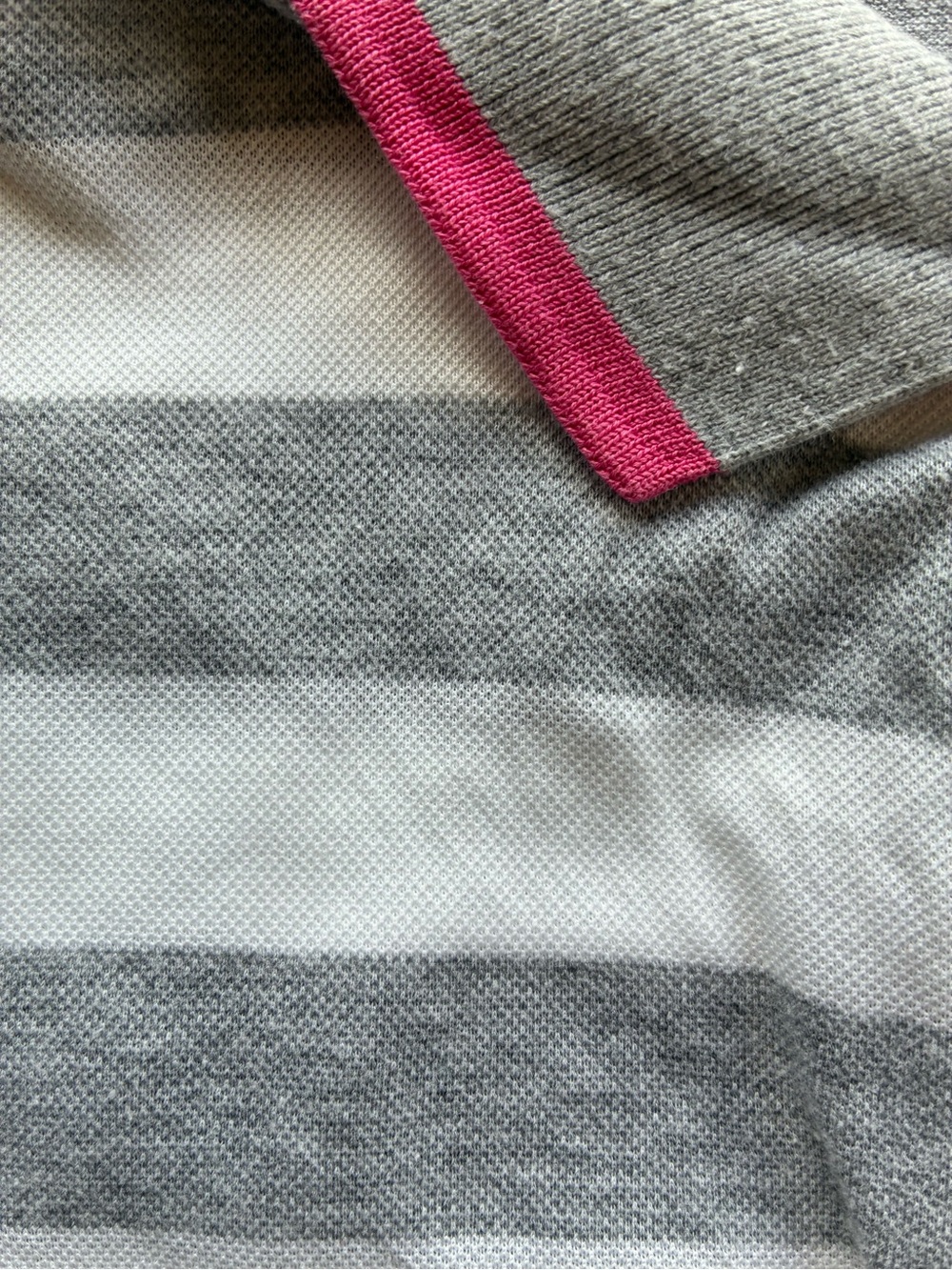 Paul & Shark Gray and White Striped Men’s Polo with Pink Trim size L - Picture 3 of 6